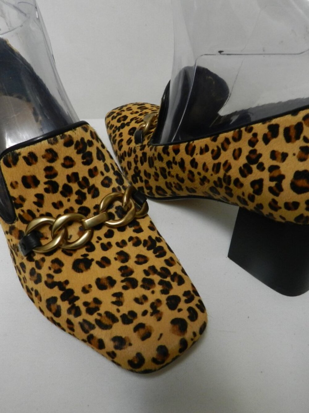 Via Spiga pony hair fur leather animal leopard block heels pumps NEW Size Sz 8